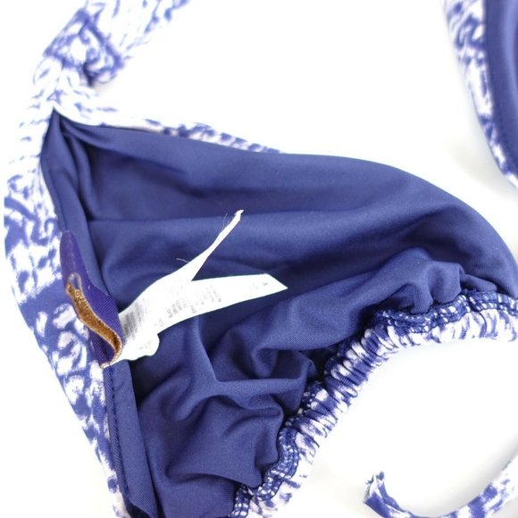 MAR Women Navy Blue Bikini Top MEDIUM Triangle Halter Strappy‎ Front Gold buckle - Picture 7 of 10